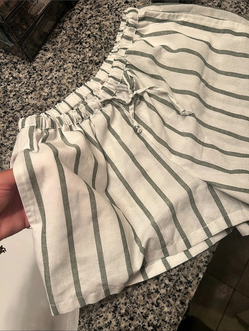 J.Crew Tropez short in linen stripe Linen Stripe High Waist Shorts White & Green
